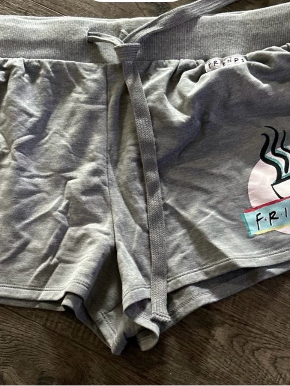 FRIENDS Gray Lounge Shorts with Pastel Graphic